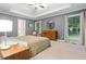 Spacious main bedroom with a tray ceiling, a ceiling fan, and large windows at 3543 Pine Grove Dr, Douglasville, GA 30135