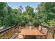 Outdoor wooden deck overlooking wooded backyard, perfect for dining and entertaining guests at 36 Laurel Ne Way, White, GA 30184