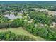 Expansive aerial view of a peaceful residential community with lush greenery and a tranquil lake at 5844 Brookstone Nw Walk, Acworth, GA 30101
