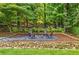 Backyard fire pit area with seating, creating an inviting outdoor space for relaxation and entertainment at 360 Spindle Ct, Sandy Springs, GA 30350