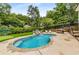 Beautiful pool area with a rock waterfall feature and landscaped surroundings, perfect for relaxation and entertainment at 360 Spindle Ct, Sandy Springs, GA 30350