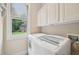 Laundry room with modern appliances and natural light at 223 Falling Water Way, Woodstock, GA 30188