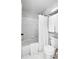 Bathroom interior with a shower-tub, toilet, and towel rack at 1075 Peachtree Walk # A-307, Atlanta, GA 30309