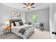 Bright bedroom with a ceiling fan, neutral decor, and a comfortable bed with accent pillows at 1075 Peachtree Walk # A-307, Atlanta, GA 30309