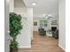 Open-concept entryway with hardwood flooring leading into the living room with a fireplace and ceiling fan at 236 Arbor Creek Dr, Dallas, GA 30157