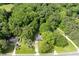 Aerial shot of lush, private yard with pool surrounded by mature trees at 1395 Clay Sw Rd, Mableton, GA 30126