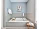 Beautiful bathroom with a soaking tub surrounded by gray tiles and a decorative painting at 2956 Silver Hill Se Ter, Atlanta, GA 30316