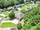 Aerial view of a home surrounded by mature trees in a suburban neighborhood at 208 Regency Ct, Acworth, GA 30102