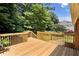 Wooden deck offers serene backyard views, ideal for outdoor enjoyment at 208 Regency Ct, Acworth, GA 30102