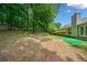Wooded backyard featuring a patio area, landscaping, and mature trees at 2623 Lone Oak Nw Trl, Kennesaw, GA 30144