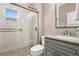 Modern bathroom with a glass-enclosed shower, granite vanity, and neutral color palette, offering a spa-like experience at 5365 Vendelay Ln, Cumming, GA 30040