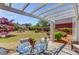 View of the patio area with dining furniture and lush landscaped backyard at 836 Windsor Place Ct, Grayson, GA 30017