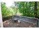Spacious deck with view, aged wood, and a weathered bench at 1112 Mountain Springs Nw Dr, Kennesaw, GA 30144