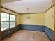 Dining room with yellow upper walls, blue lower walls, wood trim, and a light fixture at 1112 Mountain Springs Nw Dr, Kennesaw, GA 30144