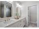 Bright bathroom with double vanity, modern fixtures, and a stylish mirror at 124 Everley Walk, Alpharetta, GA 30009