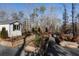 Raised garden beds and tool shed backing to wooded area in the community at 124 Everley Walk, Alpharetta, GA 30009