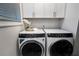 Bright laundry room featuring a modern washer and dryer at 124 Everley Walk, Alpharetta, GA 30009