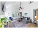 Spacious living room featuring vaulted ceilings and hardwood floors at 1100 Ashbury Dr, Decatur, GA 30030