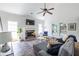 Spacious living room featuring vaulted ceilings, fireplace, and hardwood floors at 1100 Ashbury Dr, Decatur, GA 30030
