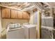 Convenient laundry area with washer, dryer, storage cabinets, and utilities at 3947 Veracruz Ct, Decatur, GA 30034