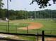 Well-maintained baseball field with groomed infield, green grass, tall light poles, and trees at 1703 W Nancy Creek Ne Dr, Brookhaven, GA 30319