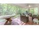 Inviting screened porch with brick flooring and a relaxing view of the surrounding woods at 4219 Harrogate Nw Dr, Atlanta, GA 30327