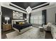 Elegantly designed main bedroom with a tray ceiling, designer chandelier, and neutral color scheme at 148 Canton St, Alpharetta, GA 30009