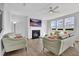 Bright living room with modern furniture, a fireplace, and windows with a view at 3455 Jasmine Sw Way, Atlanta, GA 30331