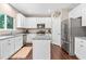 Modern kitchen with white cabinetry, granite countertops, and stainless-steel appliances offers functionality at 6065 Crescent Landing Dr, Cumming, GA 30028