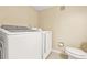 This is an inside laundry closet with a washer and dryer; next to a toilet at 2952 N Dekalb Dr # C, Atlanta, GA 30340