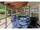 Relaxing screened-in porch with outdoor seating area and views of wooded backyard at 3898 Heritage Oaks Dr, Powder Springs, GA 30127