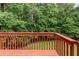 Enjoy outdoor living on this back deck with wood railing and verdant views of the surrounding lawn and trees at 775 Tribble Cove Dr, Lawrenceville, GA 30045
