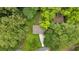 Overhead shot of the home's backyard, driveway, and roof at 2326 Brackett Sw St, Marietta, GA 30060