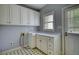 Laundry room with white cabinets, a utility sink, and a window providing natural light at 80 Surrey Chase Drive, Social Circle, GA 30025
