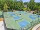 Aerial view of community tennis and basketball courts with full lighting systems at 1099 Sandy Bank Ct, Auburn, GA 30011