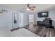Comfortable bedroom with closet, hardwood floors, and modern decor at 1784 Brookstone Nw Ct, Acworth, GA 30101