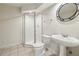 Neutral bathroom with walk-in shower and pedestal sink at 2503 Regency Lake Dr, Marietta, GA 30062