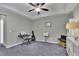 Bedroom with modern fixtures, soft carpet and a ceiling fan at 793 Fairington Pl, Lawrenceville, GA 30044