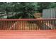 Outdoor deck with wood railings and a backyard view surrounded by lush greenery at 3697 E Bay St, Duluth, GA 30096