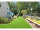 Sprawling backyard with lush lawn, manicured landscaping, and plenty of space for outdoor activities at 350 Westchester Way, Canton, GA 30115