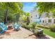 Beautiful backyard with lush landscaping, a fire pit area, and an outdoor seating area at 350 Westchester Way, Canton, GA 30115