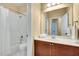 Bathroom with a vanity, a large mirror, a shower with a curtain, and a toilet at 3641 Ridge Towne Dr, Duluth, GA 30096