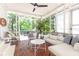 Bright sunroom featuring modern furniture, wood floors, many windows and a serene view at 1295 Lindenwood Ne Ln, Brookhaven, GA 30319