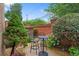 Charming backyard patio with a brick surround, bistro table, and flowering trees at 3032 Montclair Se Cir, Smyrna, GA 30080