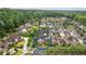 Aerial view of a beautiful single-Gathering home in a gated neighborhood, circled in blue at 4224 Dogwood Bend Park, Berkeley Lake, GA 30096