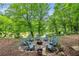 A charming outdoor fire pit area with comfortable chairs nestled among lush trees at 4224 Dogwood Bend Park, Duluth, GA 30096