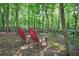 Find serenity in the backyard with charming seating among the trees at 702 Crescent Cir, Canton, GA 30115