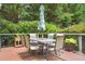 Relaxing deck area with seating and view of backyard at 702 Crescent Cir, Canton, GA 30115