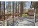 Back deck is constructed of gray wood and overlooks natural surroundings with a dense tree line at 3966 N Indian Nw Cir, Kennesaw, GA 30144