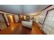 Open floor plan with island connecting living area and kitchen features hardwood flooring and trim at 3692 Belmont Abbey Dr, Decatur, GA 30034